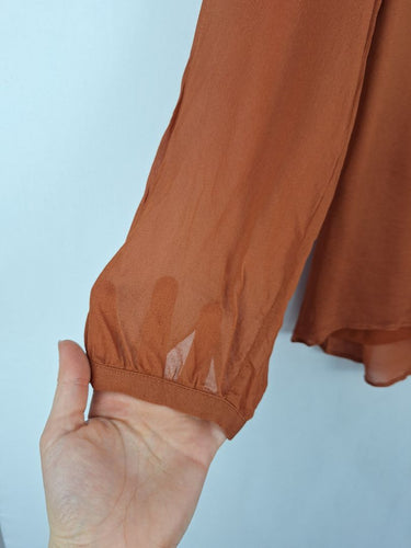 Second-Hand - David Lawrence Cinnamon Tie Front Blouse Size 6 - SwapUp