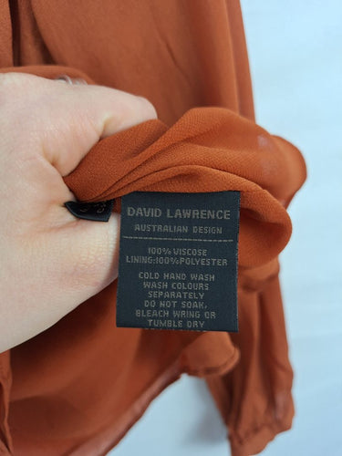Second-Hand - David Lawrence Cinnamon Tie Front Blouse Size 6 - SwapUp