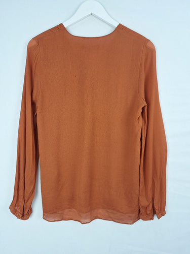 Second-Hand - David Lawrence Cinnamon Tie Front Blouse Size 6 - SwapUp