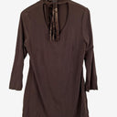 Second-Hand - Faye Browne Vintage Brown Tie Neck Top Size 12 - SwapUp
