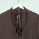 Second-Hand - Faye Browne Vintage Brown Tie Neck Top Size 12 - SwapUp