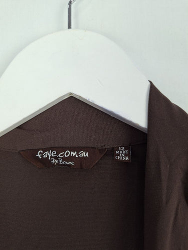 Second-Hand - Faye Browne Vintage Brown Tie Neck Top Size 12 - SwapUp