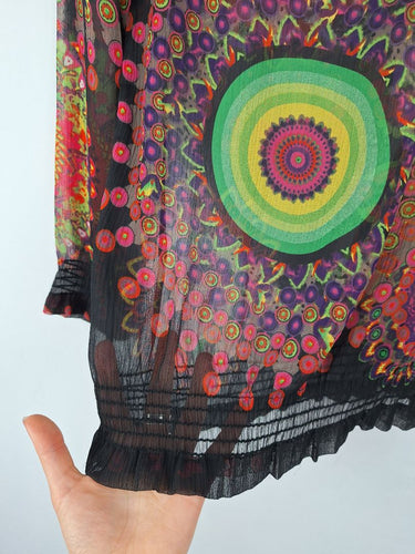 Second-Hand - Desigual Semi Sheer Rainbow Burst Top Size S - SwapUp