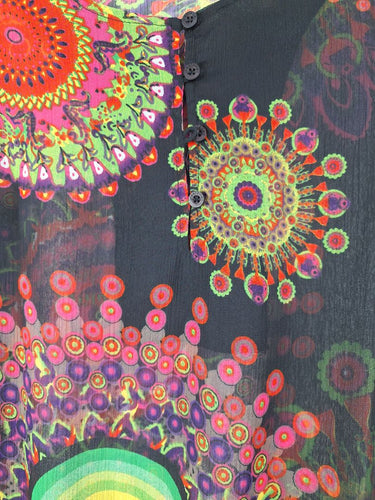 Second-Hand - Desigual Semi Sheer Rainbow Burst Top Size S - SwapUp