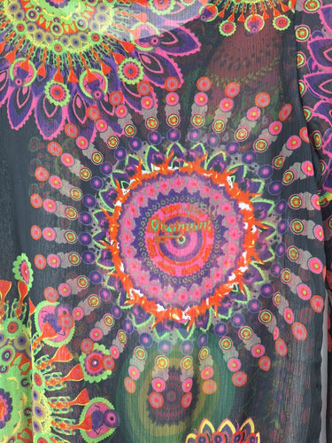 Second-Hand - Desigual Semi Sheer Rainbow Burst Top Size S - SwapUp