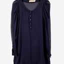 Second-Hand - Andrea Moore Sheer Navy Silk Long Top Size 8 - SwapUp