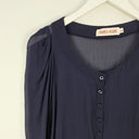 Second-Hand - Andrea Moore Sheer Navy Silk Long Top Size 8 - SwapUp