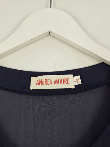 Second-Hand - Andrea Moore Sheer Navy Silk Long Top Size 8 - SwapUp
