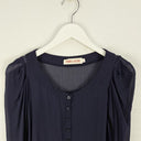 Second-Hand - Andrea Moore Sheer Navy Silk Long Top Size 8 - SwapUp