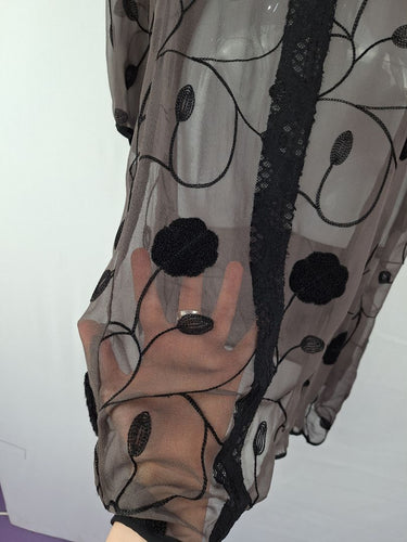 Second-Hand - The Ark Cocoa Leafy Embroidered Sheer Dress Size S - SwapUp