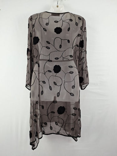 Second-Hand - The Ark Cocoa Leafy Embroidered Sheer Dress Size S - SwapUp