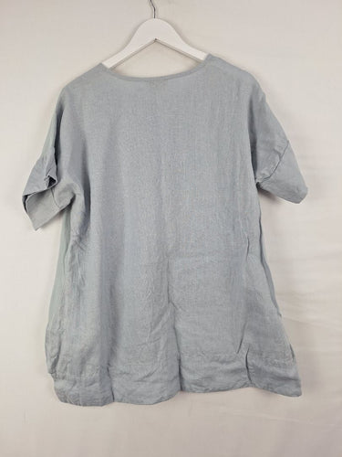 Second-Hand - Nomad Dusty Blue Linen High-Low Top Size XS - SwapUp