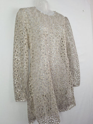 Second-Hand - Stevie May Timeless Silver Embroidered & Sequin Mini Dress Size M - SwapUp