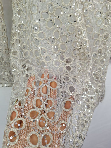 Second-Hand - Stevie May Timeless Silver Embroidered & Sequin Mini Dress Size M - SwapUp
