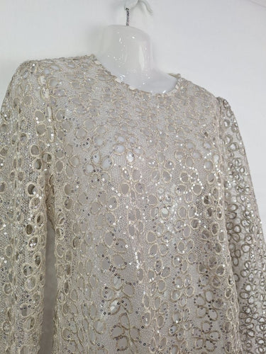 Second-Hand - Stevie May Timeless Silver Embroidered & Sequin Mini Dress Size M - SwapUp