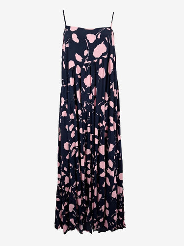 Mister Zimi Navy Flowy Abstract Floral Maxi Dress Size 14