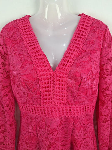 Second-Hand - Chi Chi London Dazzling Hot Pink Laced Mini Dress Size 10 - SwapUp