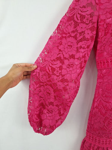 Second-Hand - Chi Chi London Dazzling Hot Pink Laced Mini Dress Size 10 - SwapUp