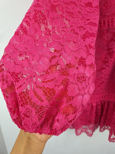 Second-Hand - Chi Chi London Dazzling Hot Pink Laced Mini Dress Size 10 - SwapUp