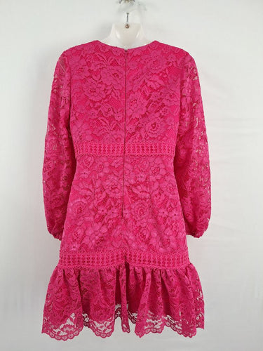 Second-Hand - Chi Chi London Dazzling Hot Pink Laced Mini Dress Size 10 - SwapUp