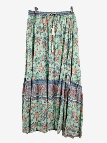 Vine Apparel Turquoise Paisley Style Flowy Maxi Skirt Size 14