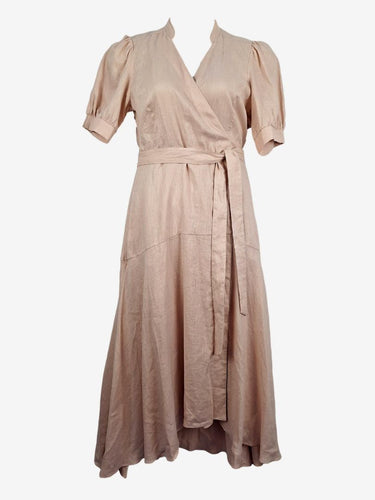 Witchery Blush French Linen Wrap Maxi Dress Size 12