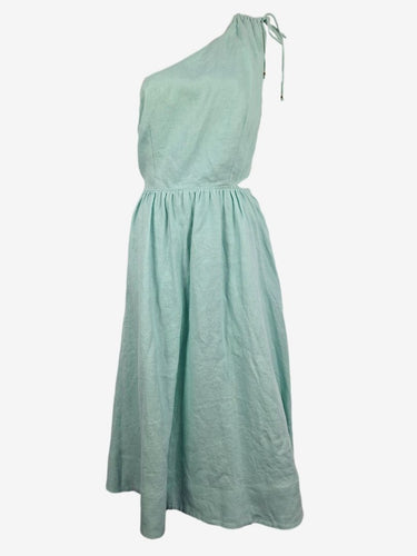 Witchery Aqua Linen Side Detail Maxi Dress Size 10