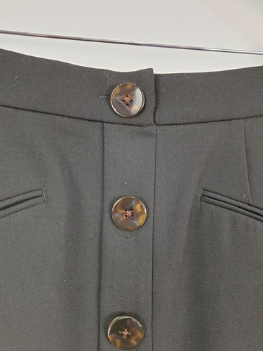 Second-Hand - Veronika Maine Black Front Buttons Midi Skirt Size 8 - SwapUp