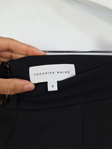 Second-Hand - Veronika Maine Black Front Buttons Midi Skirt Size 8 - SwapUp