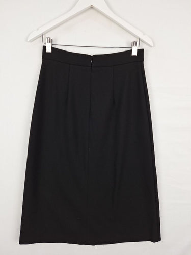 Second-Hand - Veronika Maine Black Front Buttons Midi Skirt Size 8 - SwapUp