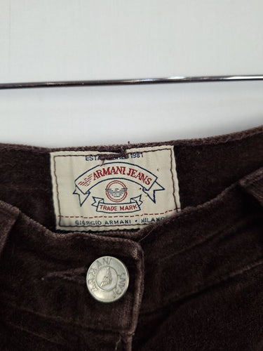 Second-Hand - Armani Jeans Chocolate Velvet Tapered Pants Size 6 - SwapUp