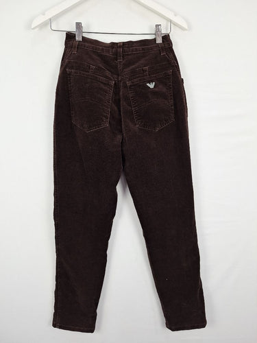 Second-Hand - Armani Jeans Chocolate Velvet Tapered Pants Size 6 - SwapUp