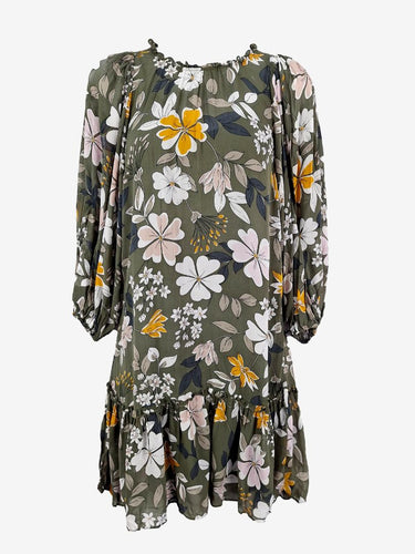 Second-Hand Country Road Army Green Floral Flowy Mini Dress Size 4 – SwapUp