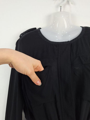 Second-Hand - Witchery Breezy Black Mini Shirt Dress Size 8 - SwapUp