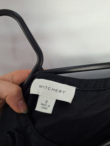 Second-Hand - Witchery Breezy Black Mini Shirt Dress Size 8 - SwapUp