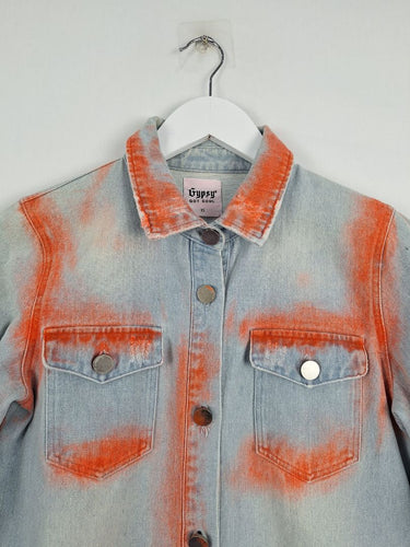 Second-Hand - Gypsy Soul Denim Spray Punk Jacket Size XS - SwapUp