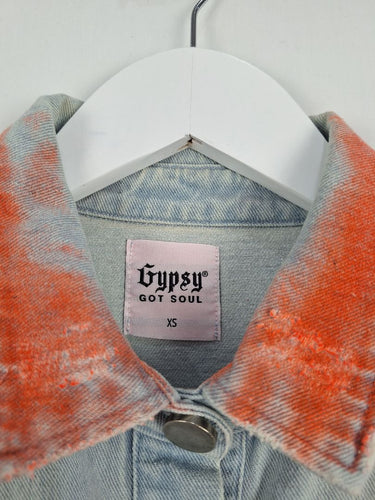 Second-Hand - Gypsy Soul Denim Spray Punk Jacket Size XS - SwapUp