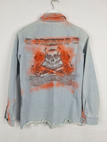 Second-Hand - Gypsy Soul Denim Spray Punk Jacket Size XS - SwapUp