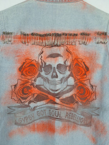 Second-Hand - Gypsy Soul Denim Spray Punk Jacket Size XS - SwapUp