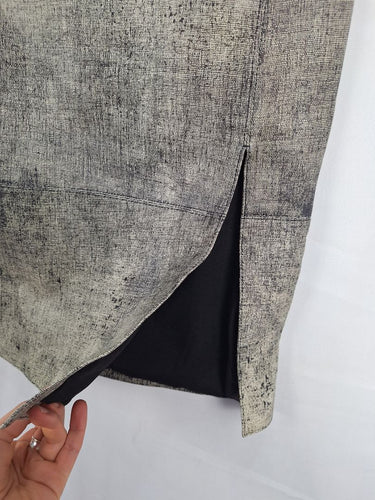 Second-Hand - Ginger & Smart Worn-out Print Leather Pencil Skirt Size 8 - SwapUp