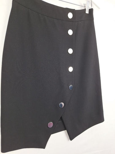 Second-Hand - Maje Black Silver Button Asymmetrical Skirt Size S - SwapUp