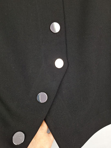 Second-Hand - Maje Black Silver Button Asymmetrical Skirt Size S - SwapUp