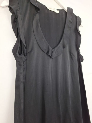 Second-Hand - Zimmermann Black Silk Frill Pure Silk Top Size 8 - SwapUp