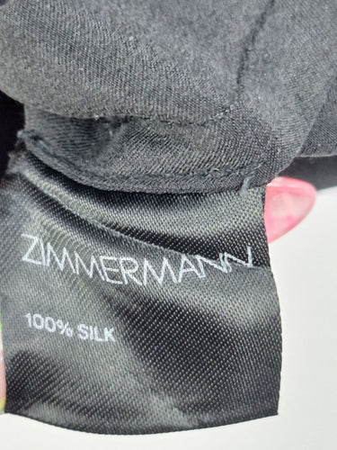 Second-Hand - Zimmermann Black Silk Frill Pure Silk Top Size 8 - SwapUp
