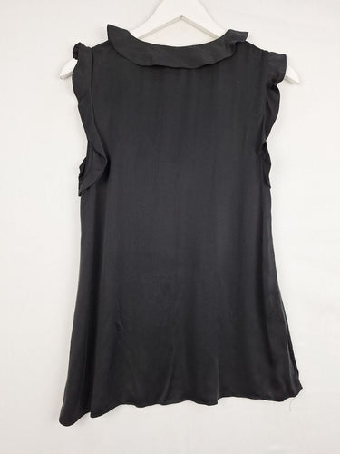 Second-Hand - Zimmermann Black Silk Frill Pure Silk Top Size 8 - SwapUp