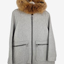Second-Hand - Maje Wool Blend Fur Hood Zip Coat Size S - SwapUp
