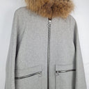 Second-Hand - Maje Wool Blend Fur Hood Zip Coat Size S - SwapUp