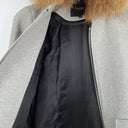 Second-Hand - Maje Wool Blend Fur Hood Zip Coat Size S - SwapUp