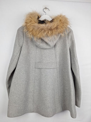 Second-Hand - Maje Wool Blend Fur Hood Zip Coat Size S - SwapUp