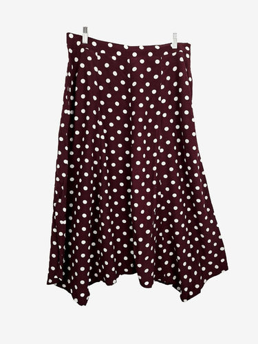 Witchery Maroon Polka Dot Midi Skirt Size 14